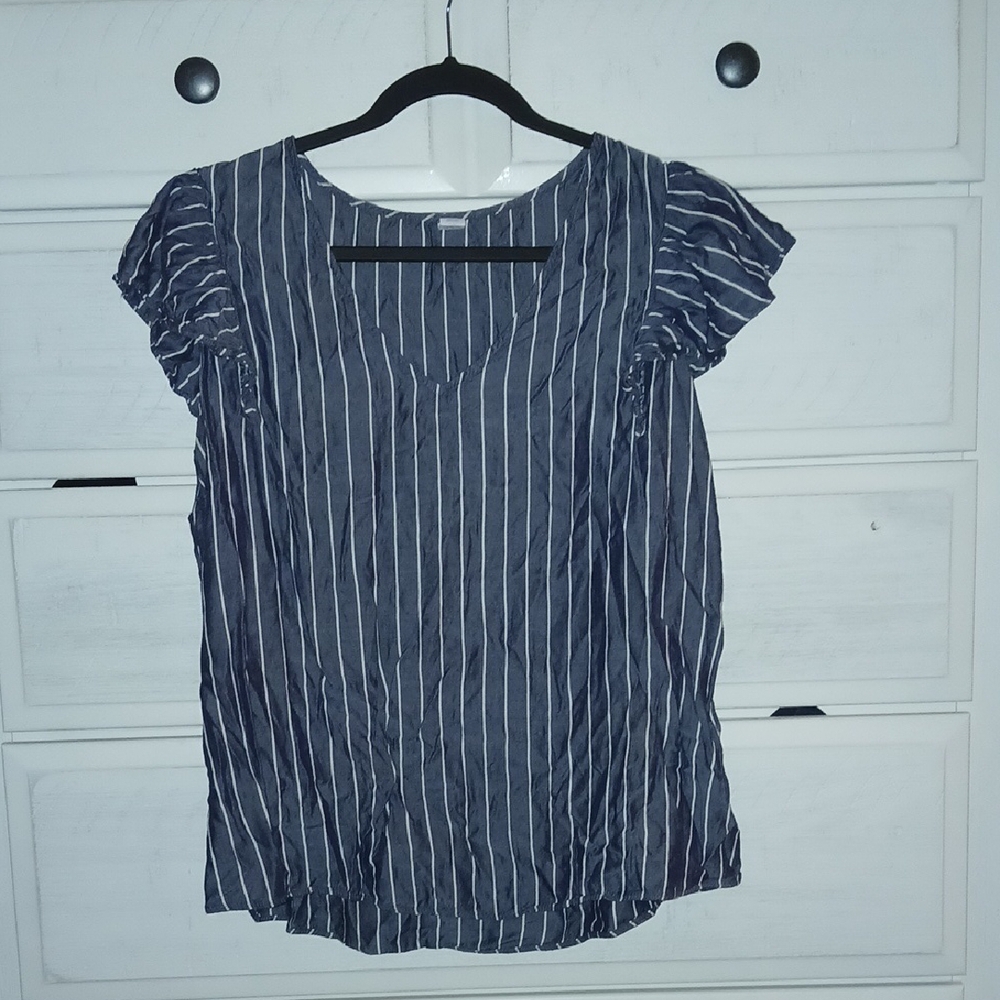 Striped Navy Blue Women's Top